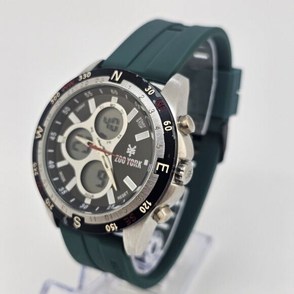 Zoo York 46MM Men's Watch Analog Digital New Green Plastic Bands New Battery - Picture 2 of 12